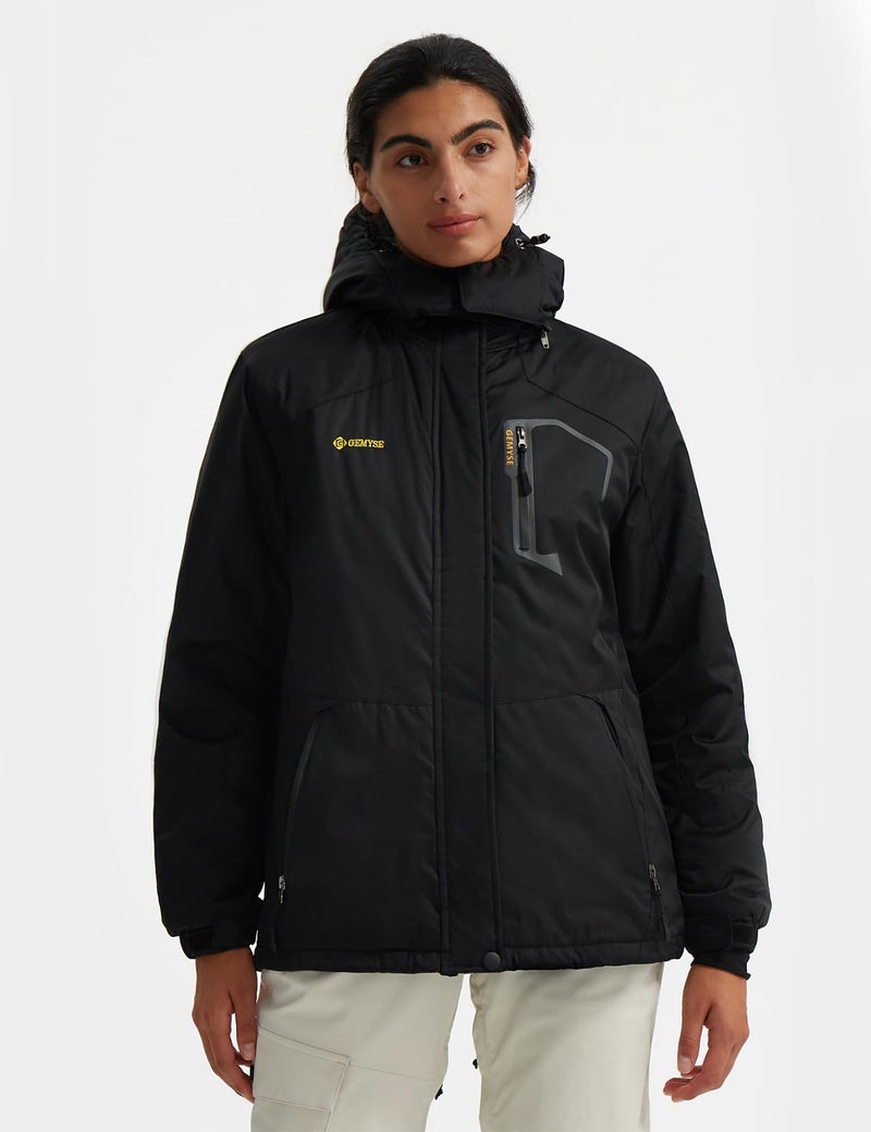 GEMYSE Women's Ski Snow Jacket Warm Winter Waterproof Coat Snowboard Rain Jacket Hooded Windproof Windbreakerï¼ˆBlack,X-Largeï¼‰ - Image 2